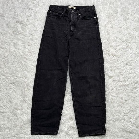 Madewell Black Balloon Jeans In Tall 26 with Button Fly - Picture 1 of 15